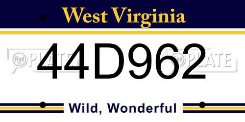 44D962 West Virginia License Plate