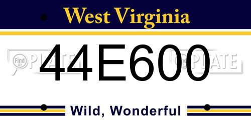44E600 West Virginia License Plate