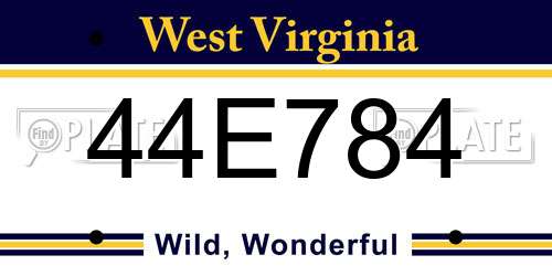 44E784 West Virginia License Plate