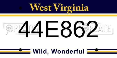 44E862 West Virginia License Plate