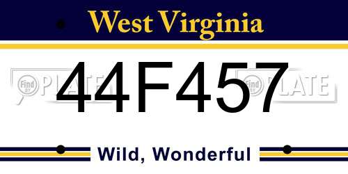 44F457 West Virginia License Plate