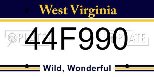 44F990 West Virginia License Plate