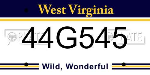 44G545 West Virginia License Plate
