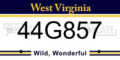 44G857 West Virginia License Plate