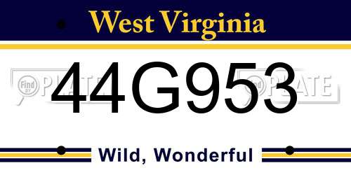44G953 West Virginia License Plate
