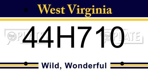 44H710 West Virginia License Plate