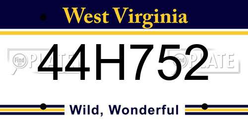 44H752 West Virginia License Plate