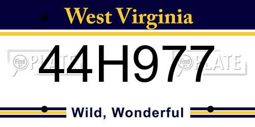 44H977 West Virginia License Plate