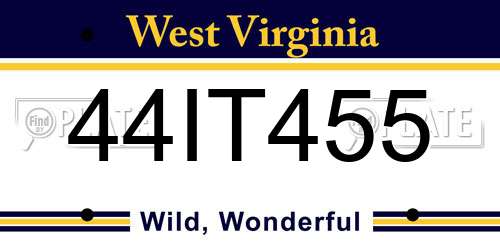 44IT455 West Virginia License Plate