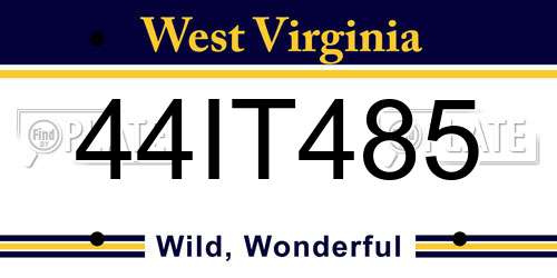 44IT485 West Virginia License Plate