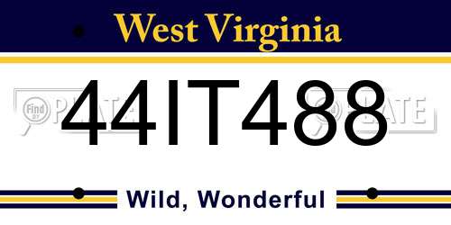 44IT488 West Virginia License Plate
