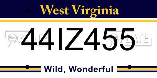 44IZ455 West Virginia License Plate