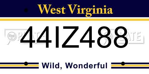 44IZ488 West Virginia License Plate