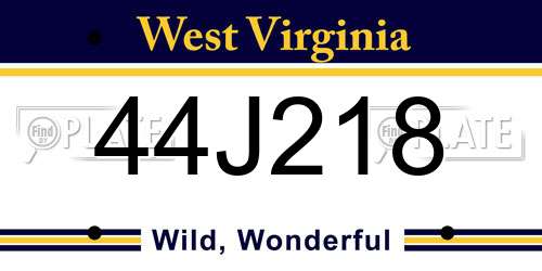 44J218 West Virginia License Plate