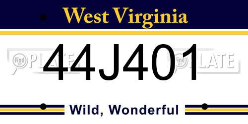 44J401 West Virginia License Plate