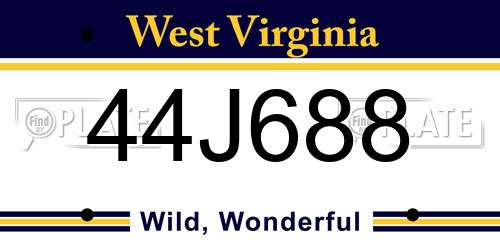 44J688 West Virginia License Plate