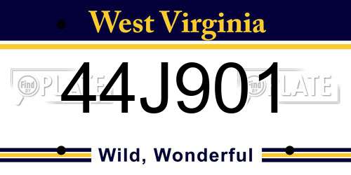 44J901 West Virginia License Plate