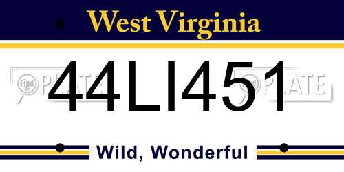 44LI451 West Virginia License Plate
