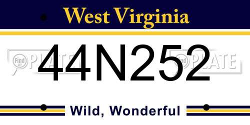 44N252 West Virginia License Plate