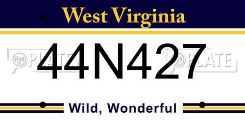 44N427 West Virginia License Plate