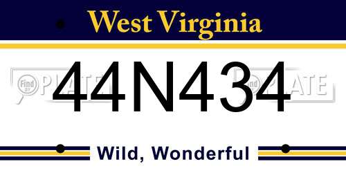 44N434 West Virginia License Plate