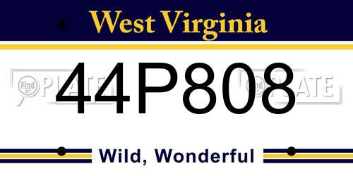 44P808 West Virginia License Plate