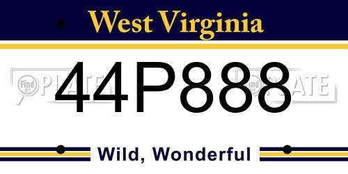 44P888 West Virginia License Plate