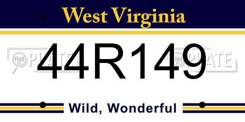 44R149 West Virginia License Plate