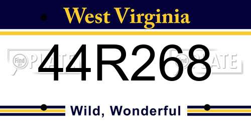 44R268 West Virginia License Plate