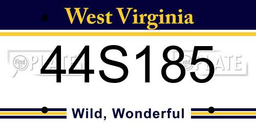 44S185 West Virginia License Plate