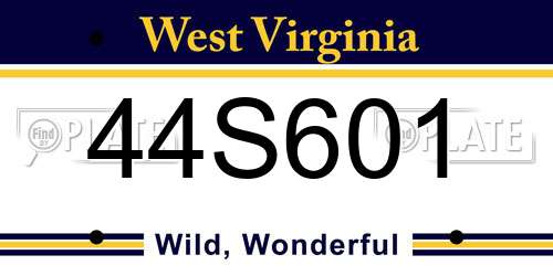44S601 West Virginia License Plate