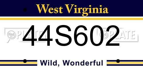44S602 West Virginia License Plate