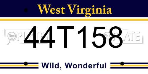 44T158 West Virginia License Plate