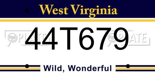 44T679 West Virginia License Plate