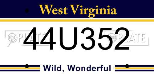 44U352 West Virginia License Plate