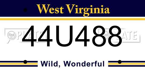 44U488 West Virginia License Plate