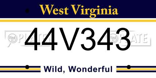 44V343 West Virginia License Plate