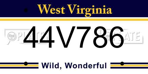 44V786 West Virginia License Plate