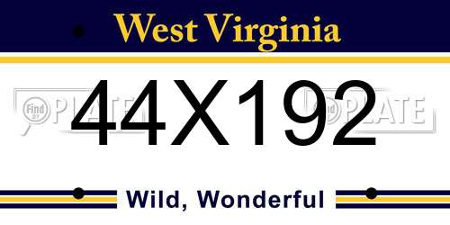 44X192 West Virginia License Plate