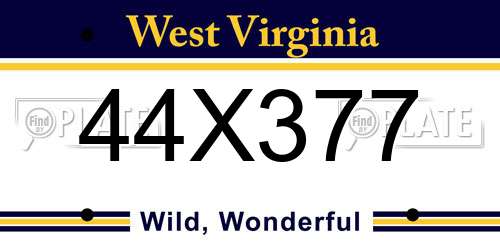 44X377 West Virginia License Plate