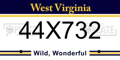 44X732 West Virginia License Plate
