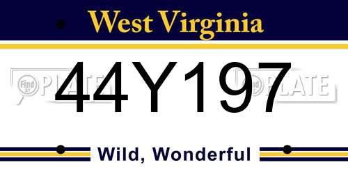 44Y197 West Virginia License Plate