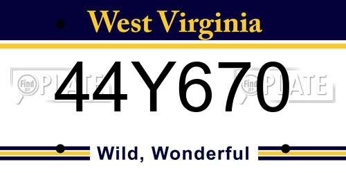 44Y670 West Virginia License Plate