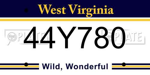 44Y780 West Virginia License Plate