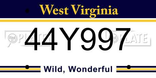 44Y997 West Virginia License Plate