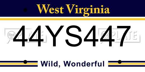 44YS447 West Virginia License Plate