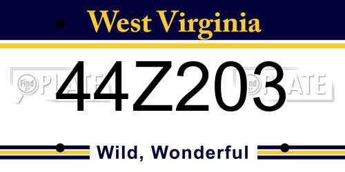 44Z203 West Virginia License Plate