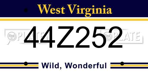 44Z252 West Virginia License Plate