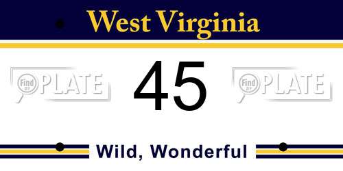 45 West Virginia License Plate