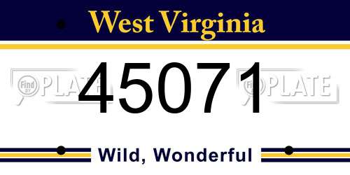 45071 West Virginia License Plate